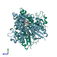 PDB entry 1ki4 coloured by chain, side view.