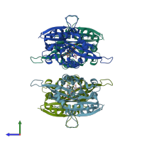 PDB entry 1kia coloured by chain, side view.