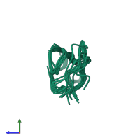 PDB entry 1kio coloured by chain, ensemble of 10 models, side view.