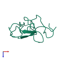 PDB entry 1kiv coloured by chain, top view.