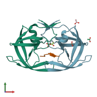 PDB entry 1kj7 coloured by chain, front view.