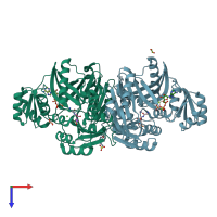 PDB entry 1kj8 coloured by chain, top view.
