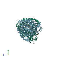 PDB entry 1kj9 coloured by chain, side view.