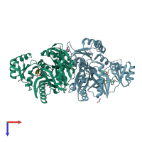PDB entry 1kj9 coloured by chain, top view.