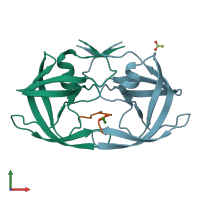 PDB entry 1kjh coloured by chain, front view.