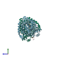 PDB entry 1kji coloured by chain, side view.