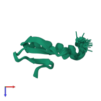 PDB entry 1kjk coloured by chain, ensemble of 25 models, top view.