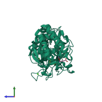 Monomeric assembly 1 of PDB entry 1kjp coloured by chemically distinct molecules, side view.