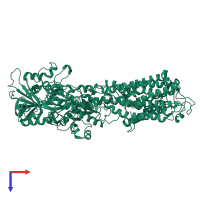 PDB entry 1kju coloured by chain, top view.