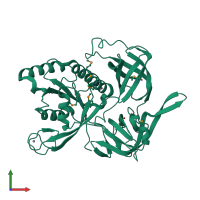 PDB entry 1kk0 coloured by chain, front view.