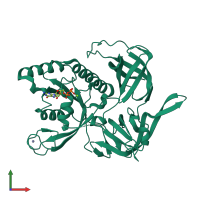 PDB entry 1kk2 coloured by chain, front view.