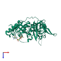 PDB entry 1kk2 coloured by chain, top view.