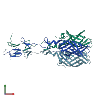 PDB entry 1kke coloured by chain, front view.