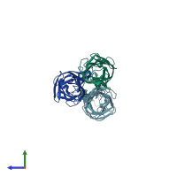 PDB entry 1kke coloured by chain, side view.