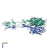 PDB entry 1kke coloured by chain, top view.