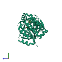 PDB entry 1kkh coloured by chain, side view.
