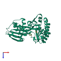PDB entry 1kkh coloured by chain, top view.