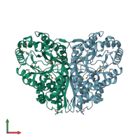 PDB entry 1kko coloured by chain, front view.