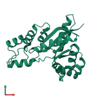 PDB entry 1kku coloured by chain, front view.