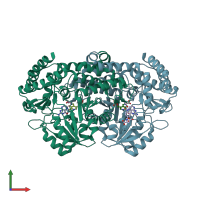 PDB entry 1kl2 coloured by chain, front view.
