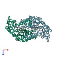 PDB entry 1kl2 coloured by chain, top view.