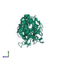 PDB entry 1kl6 coloured by chain, side view.