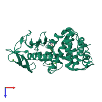 PDB entry 1kl6 coloured by chain, top view.