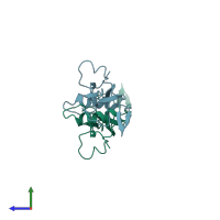 PDB entry 1klc coloured by chain, side view.