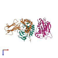 Hetero tetrameric assembly 1 of PDB entry 1klg coloured by chemically distinct molecules, top view.