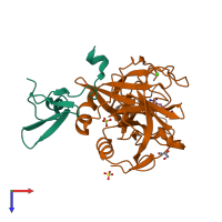 PDB entry 1kli coloured by chain, top view.