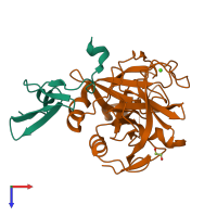 PDB entry 1klj coloured by chain, top view.