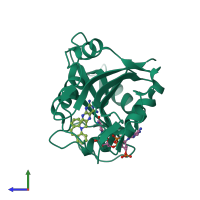 PDB entry 1klk coloured by chain, side view.