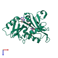 PDB entry 1klk coloured by chain, top view.