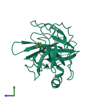 PDB entry 1klt coloured by chain, side view.