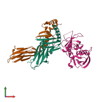 PDB entry 1klu coloured by chain, front view.