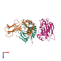 PDB entry 1klu coloured by chain, top view.