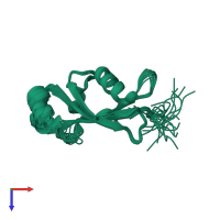 PDB entry 1klv coloured by chain, ensemble of 20 models, top view.