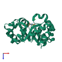 PDB entry 1klz coloured by chain, top view.