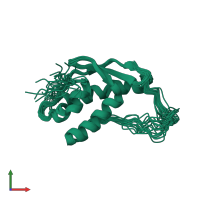 PDB entry 1kmd coloured by chain, ensemble of 20 models, front view.
