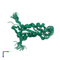 PDB entry 1kmd coloured by chain, ensemble of 20 models, top view.
