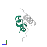 Insulin A chain in PDB entry 1kmf, assembly 1, side view.