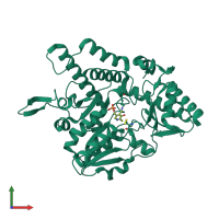 PDB entry 1kmj coloured by chain, front view.