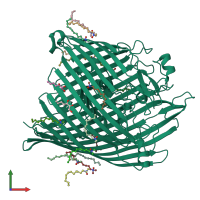 PDB entry 1kmo coloured by chain, front view.