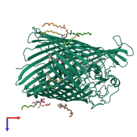 PDB entry 1kmo coloured by chain, top view.