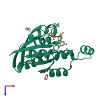 PDB entry 1kmq coloured by chain, top view.