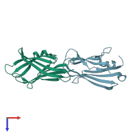 PDB entry 1kmt coloured by chain, top view.