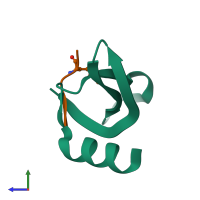 PDB 1kna coloured by chain and viewed from the side.