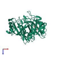 PDB entry 1knd coloured by chain, top view.