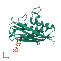 PDB entry 1knj coloured by chain, front view.
