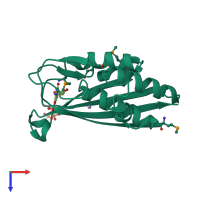 PDB entry 1knj coloured by chain, top view.